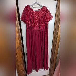 Ever Pretty NWT Burgundy Sequin Maxi Dress Size 1XL/18 Formal